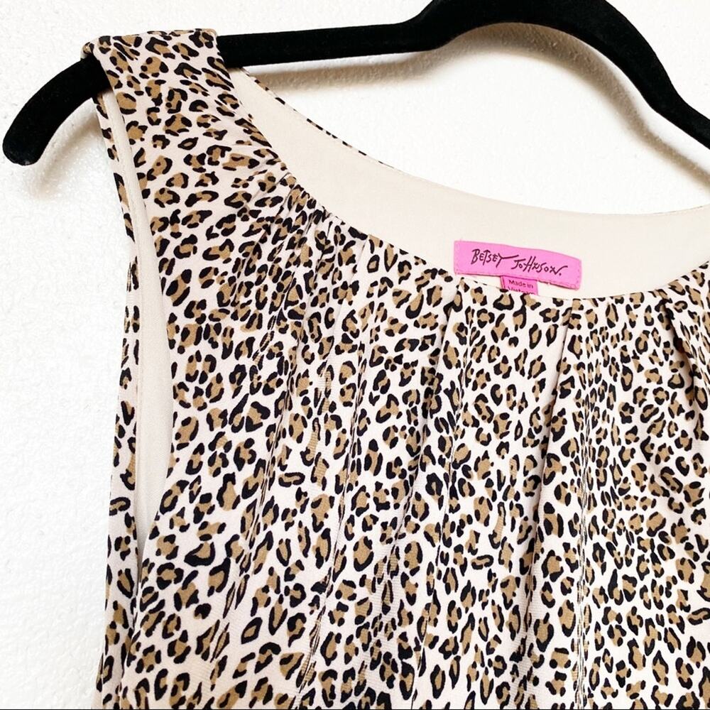 Betsey Johnson Ruched Side Sleeveless Leopard Print Dress Size 10 - Picture 4 of 7